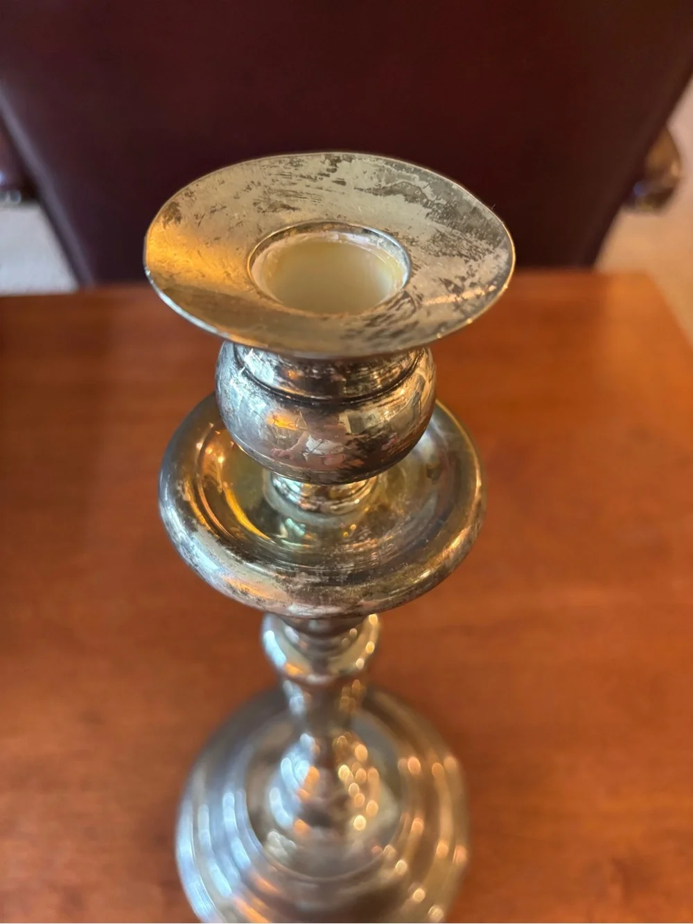 Silver Plated 11” Candlestick with Natural Patina